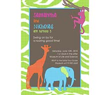 Safari Jungle Animals Printable Invitation - Green